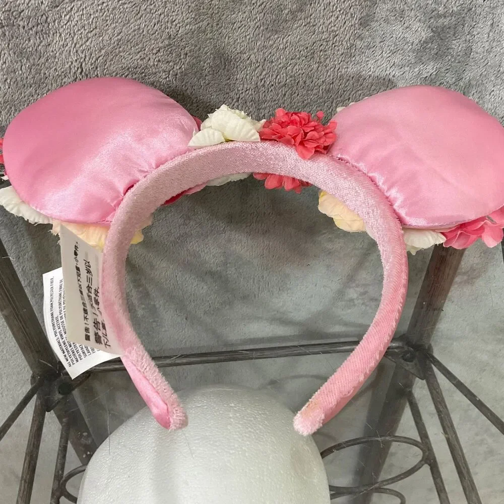 Disney Parks Exclusive Minnie Mouse Ears Headband PINK FLORAL Flower- Garden OS